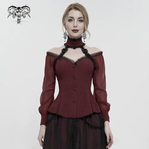 blúzka dámska DEVIL FASHION - Red gothic shirt with open shoulders - SHT09502