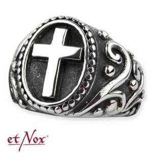 prsteň ETNOX - Black Ornament Cross - SR1165 68