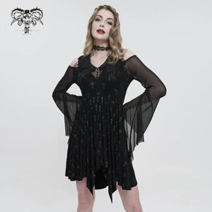 šaty dámske DEVIL FASHION - Gothic Dress with Tulle Sleeves - SKT152