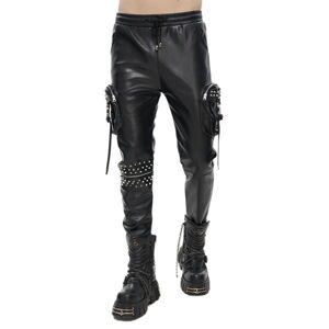nohavice gotický DEVIL FASHION Draven Dream Punk Studded Leather Cargo