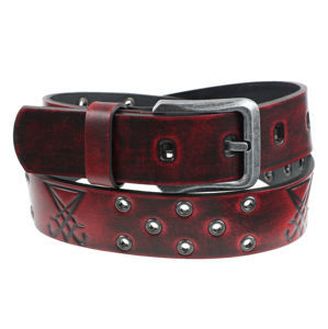 opasok s kovom Leather & Steel Fashion red