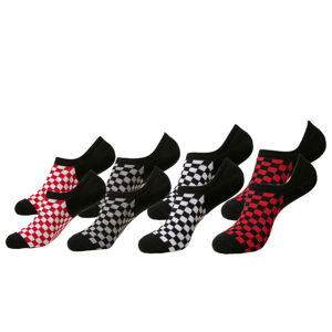 ponožky (set 4 páry) URBAN CLASSICS - Recycled Yarn Check 4-Pack - black + white + red + g - TB4234 43-46
