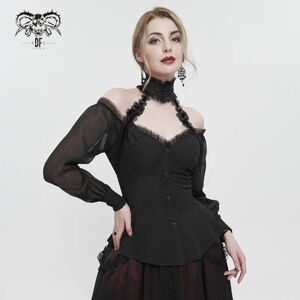 blúzka dámska DEVIL FASHION - Black gothic shirt with open shoulders - SHT09501