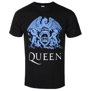 Tričko metal ROCK OFF Queen Blue Crest Čierna